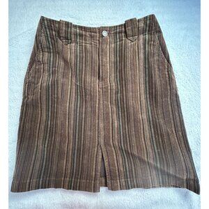 Eddie Bauer Womens Striped Corduroy Pencil Mini Skirt Size 10 Brown Pockets